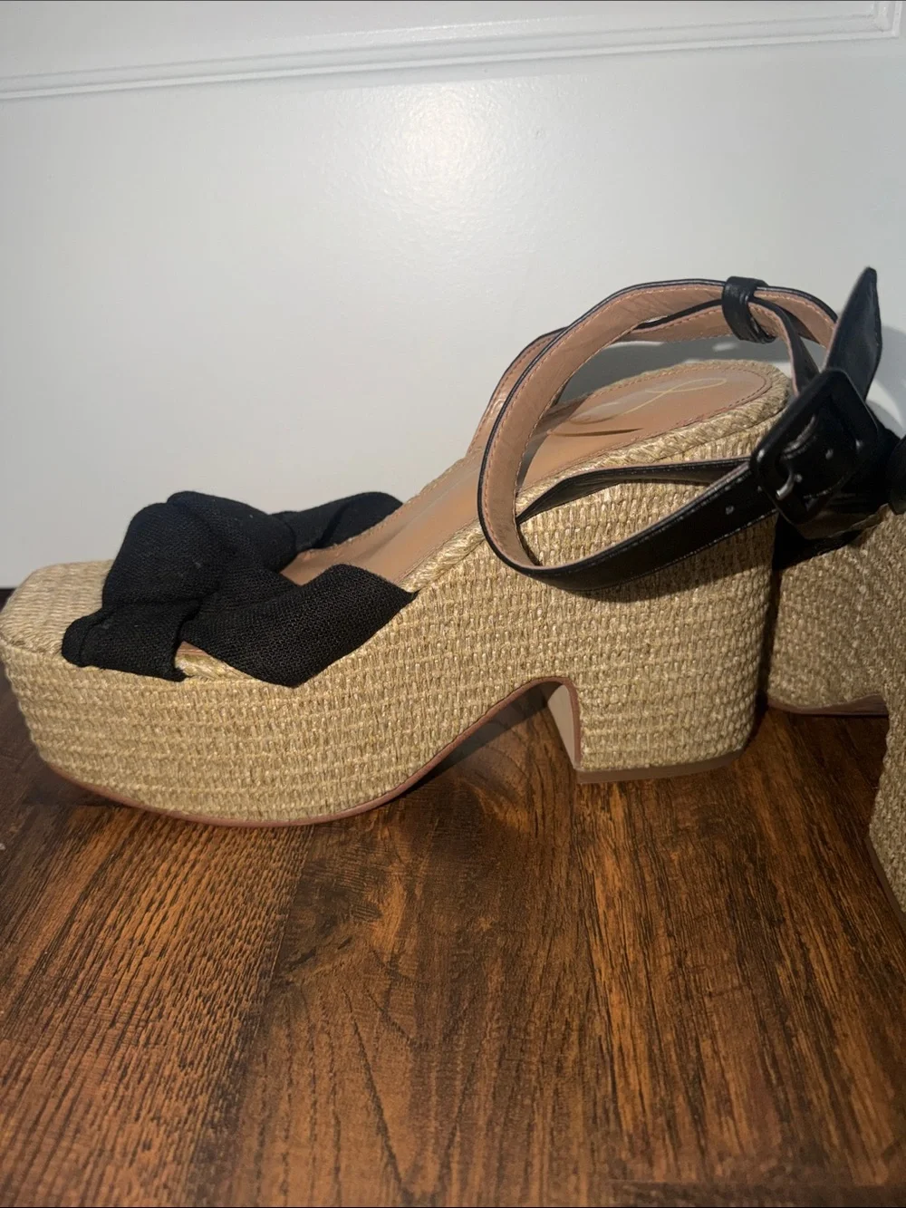 Sam Edelman Black Knotted Espadrille Platform Sandals - Women NWOT